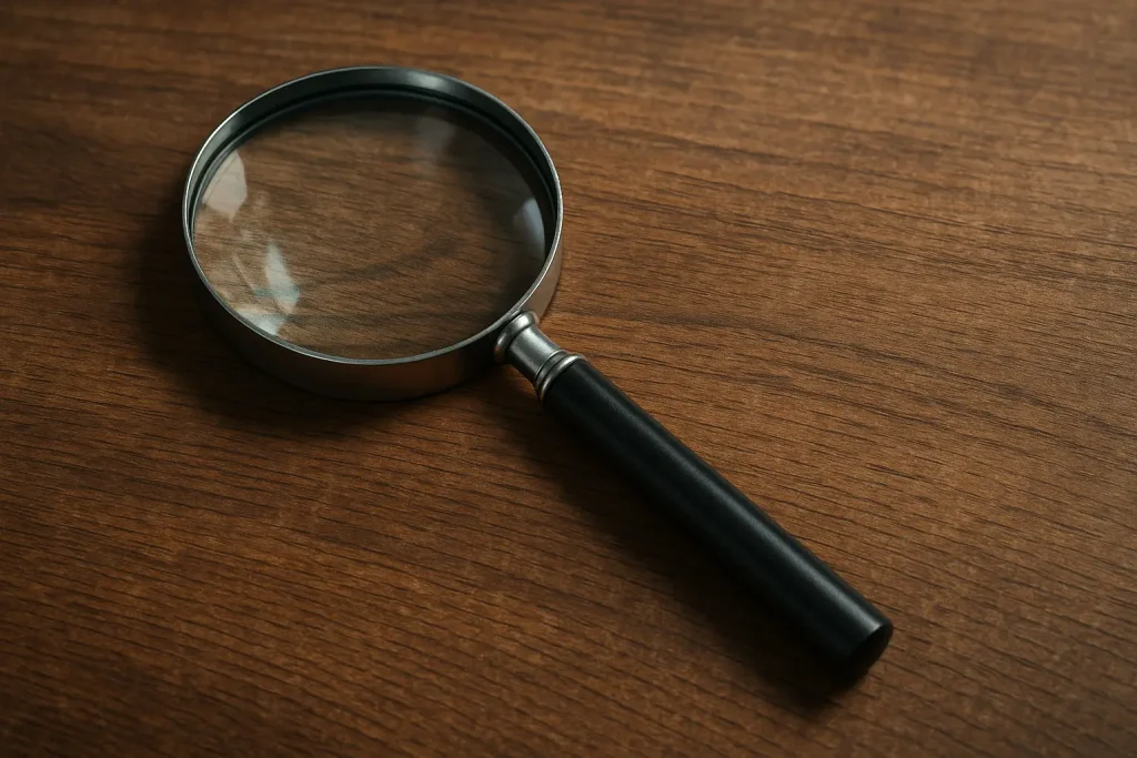 How AI Prompt Engineering Reduces AI Hallucinations - magnifying glass on table to focus and reduce hallucinations