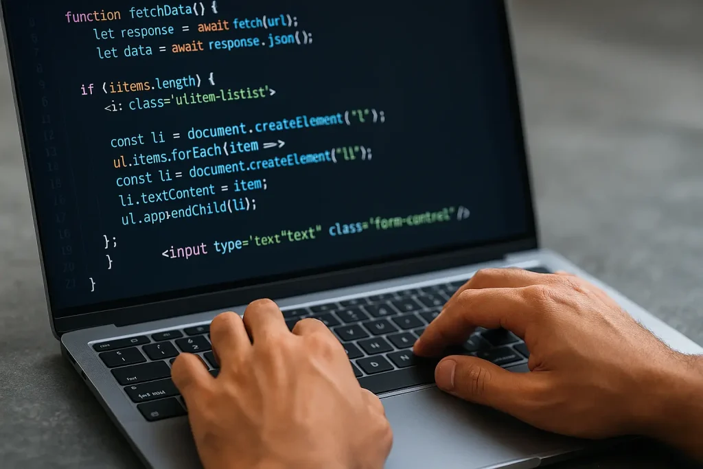 Prompts Are More Like Code Than Conversation - person typing code on laptop