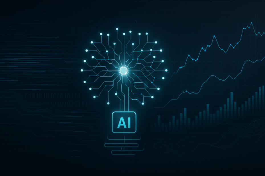 Abstract digital brain representing ChatGPT integrated with stock market data for trading insights